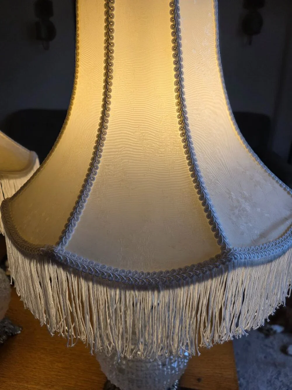 Set Two Vintage Pressed Glass Hobnail Diamond Point Boudoir/Parlor Table Lamps